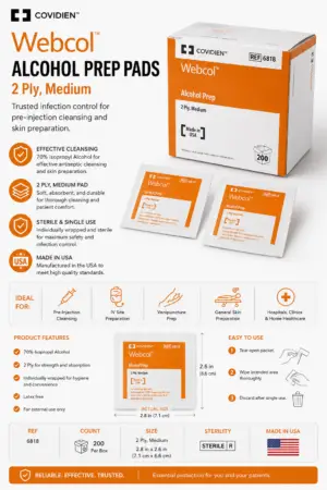 Alcohol Prep Wipes Medium, 200ct.